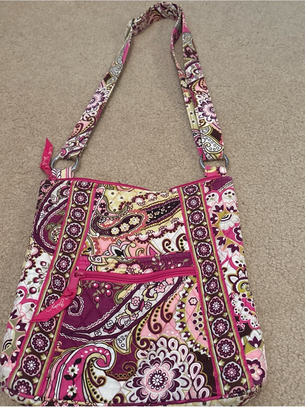 Vera Bradley Pink Paisley Quilted Crossbody Bag